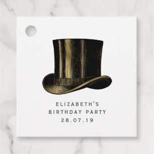 Étiquettes Cadeau Black, rose et or Steampunk