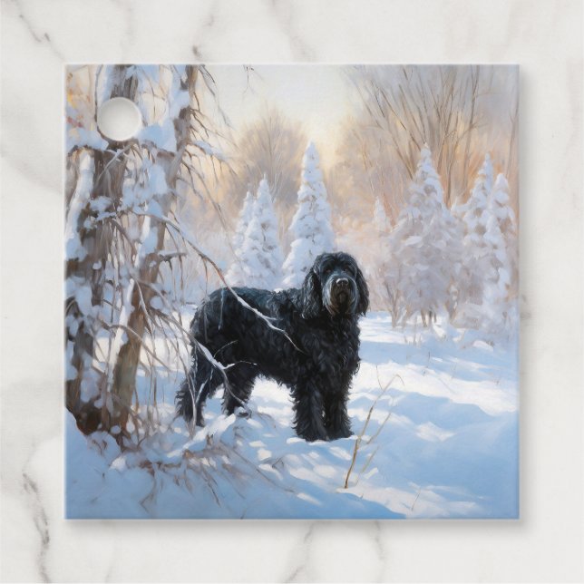 Étiquettes Cadeau Black Russian Terrier Laisser neiger Noël (Devant)