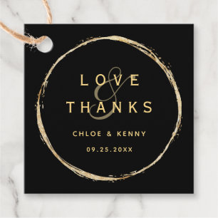 Étiquettes Cadeau Black Rustic Gold Cercle Mariage Merci