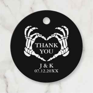 Étiquettes Cadeau Black Skeleton Heart Mariage Merci Favor Tags