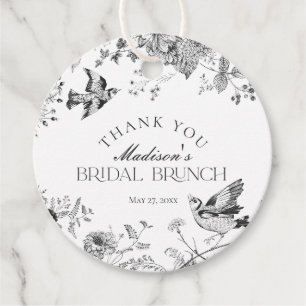 Étiquettes Cadeau Black Toile De Jouy Vintage Floral Bridal Brunch