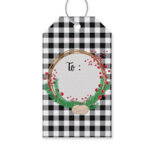 Black White Buffalo Check and Berries Christmas