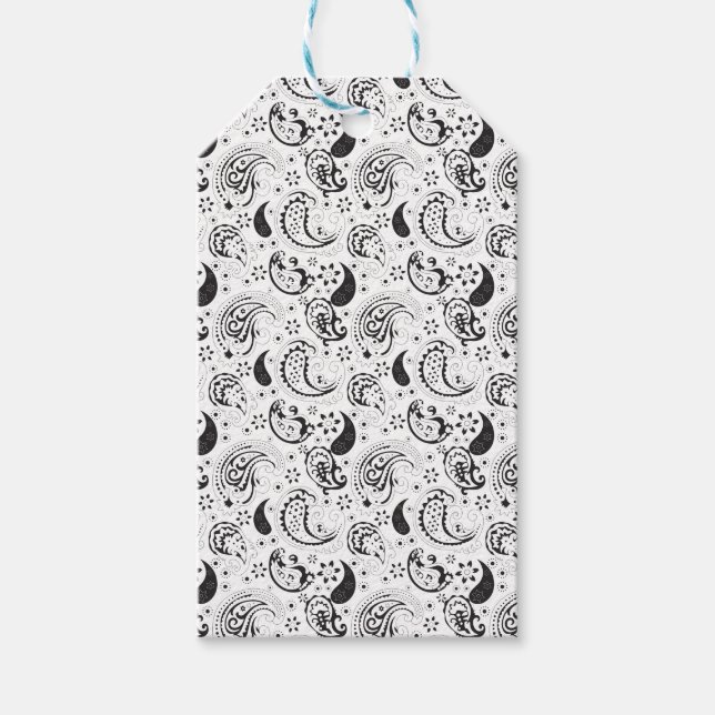 Étiquettes-cadeau Black & White Paisley Pattern –Elegant Textile Art (Devant)