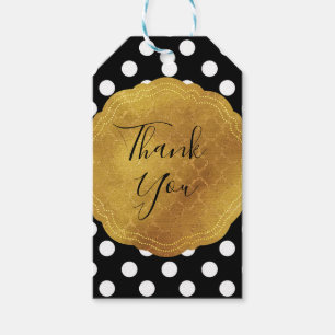Étiquettes-cadeau Black & White Pois Gold Glam Party