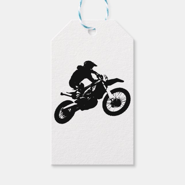 Étiquettes-cadeau Black White Pop Art Motocross Motorcyle Sport (Devant)
