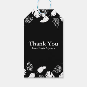 Étiquettes-cadeau Black & White Tropical Feuilles Elegant Chic Party