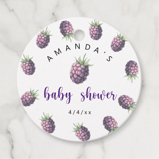 Étiquettes Cadeau Blackberries - Baby shower (Devant)
