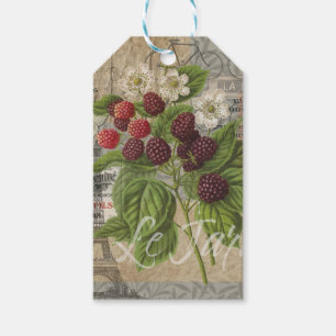 Étiquettes-cadeau Blackberries Floral Garden Flower Papillon Art