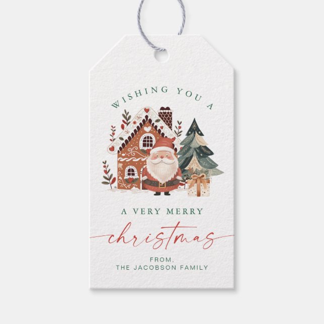 Étiquettes-cadeau BLAIR Scandinavian Santa Christmas Tree Holiday (Devant)