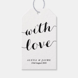 Étiquettes-cadeau Blanc avec amour mignon Mariage de calligraphie mo