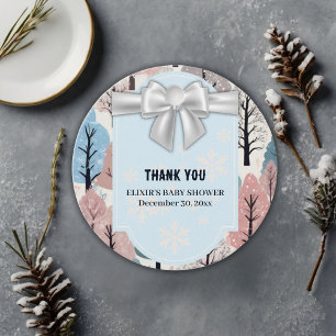 Étiquettes Cadeau blanc Baby shower de la forêt d'hiver