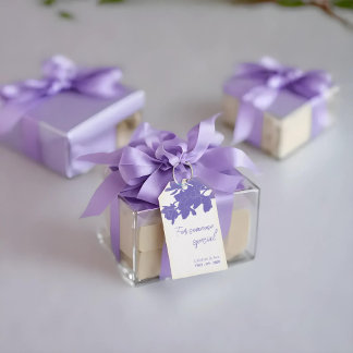 Étiquettes-cadeau blanc Floral violet Design Texte personnalisé