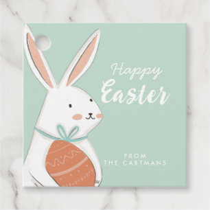 Étiquettes Cadeau Blanc Mignonne Lapin Joyeux Famille de Pâques