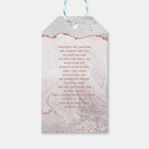 Étiquettes-cadeau Blanc & Rose Gold Agate Gilt Bridal Affichage douc