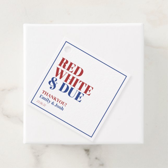 Étiquettes Cadeau Blanc rouge et Baby shower du 4 juillet (En situation)