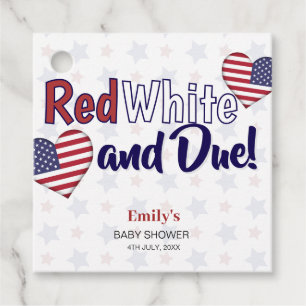Étiquettes Cadeau Blanc rouge et échéance juillet 4 Baby shower patr