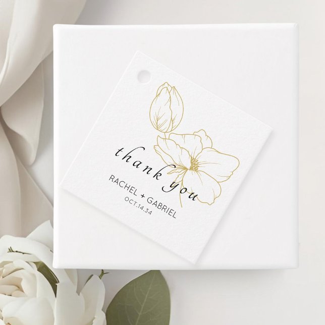Étiquettes Cadeau BLANCHE | Mariage floral moderne chic (Créateur téléchargé)