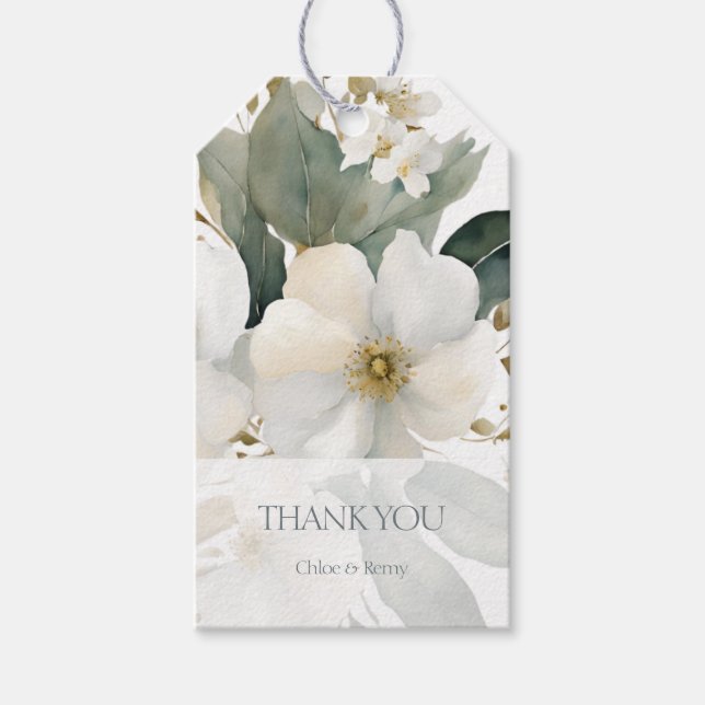 Étiquettes-cadeau BLANCHE | Mariage Merci Magnolia (Devant)