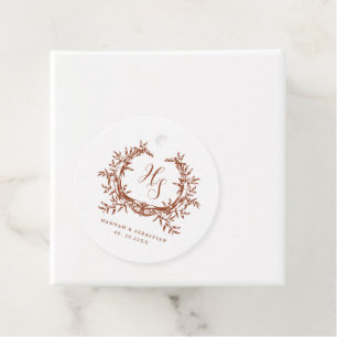 Étiquettes Cadeau Blason Botanique de Monogramme Élégant