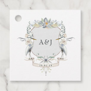 Étiquettes Cadeau Blason de monogramme de mariage au bord du lac à l