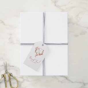Étiquettes-cadeau Blason Floral Monogramme Formel Mariage
