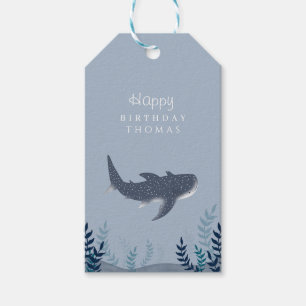 Étiquettes-cadeau Bleu adorable sous la mer Manta Ray Anniversaire