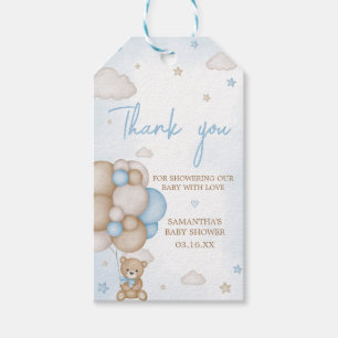 Étiquettes-cadeau Bleu Bear Balloon Baby shower Favoriser Tags