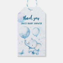 Bleu bébé Eléphant Aquarelle Cadeau Tags