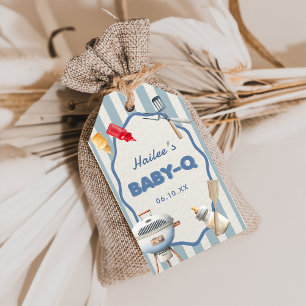 Étiquettes-cadeau Bleu Bébé-Q Baby shower Balises cadeaux