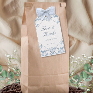 Étiquettes-cadeau Bleu blanc amour et Merci mariage Favor Tags