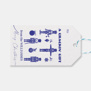 Étiquettes-cadeau Bleu & Blanc Tendance Nutcracker Crackin' Holiday