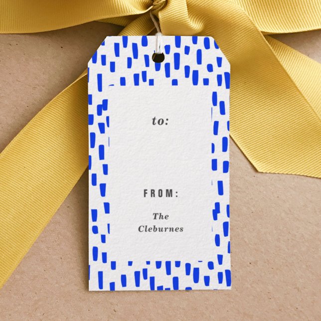 Étiquettes-cadeau Bleu Bleu Clair Balises cadeaux (Dashing bright blue hand-drawn gift tag.)
