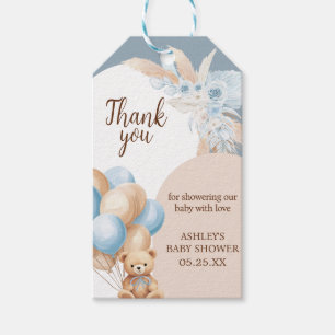 Étiquettes-cadeau Bleu Boho Bear Balloon Baby shower Favoriser Tags