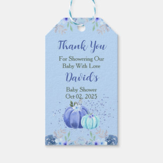 Étiquettes-cadeau Bleu Citrouille Merci Baby shower Favoriser Tags