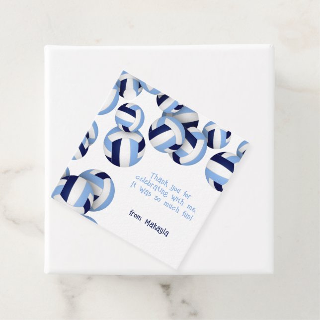 Étiquettes Cadeau bleu clair marine volleyballs anniversaire de enfa (En situation)