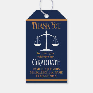 Étiquettes-cadeau Bleu de la Marine Gold Law School
