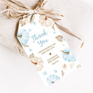 Étiquettes-cadeau Bleu Doux Petit Citrouille Automne Baby Favoriser