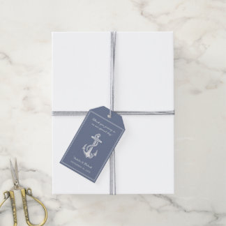 Étiquettes-cadeau Bleu Dusty Bleu Nautique Ancre Mariage Tags cadeau