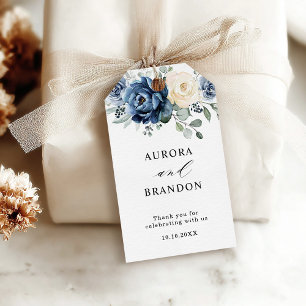 Étiquettes-cadeau Bleu Dusty Champagne Mariage Tags cadeaux
