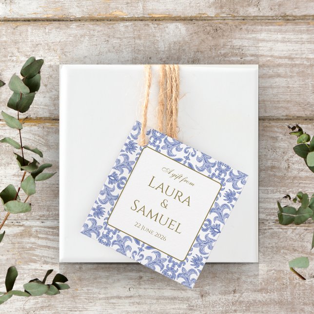 Étiquettes Cadeau Bleu Dusty de style vintage (Créateur téléchargé)