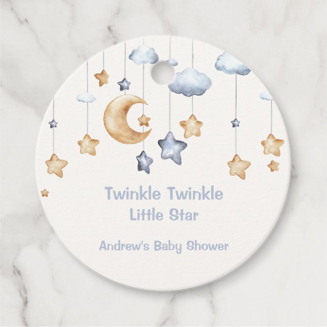 Étiquettes Cadeau Bleu Elegant Twinkle Baby shower Twinkle (Devant)
