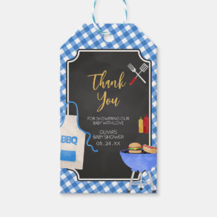 Étiquettes-cadeau Bleu En vichy Baby shower barbecue Favoriser les é