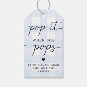 Étiquettes-cadeau Bleu En vichy Pop It When She Pops Favoriser Tag