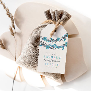 Étiquettes-cadeau Bleu et crème Hiver Fête des mariées florale Favor