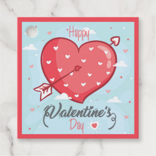Étiquettes Cadeau Bleu et rouge Heureuse Sainte-Valentin Favoriser l