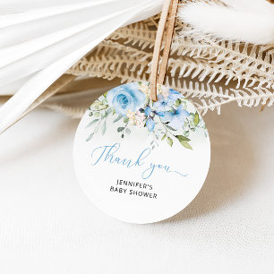 Étiquettes Cadeau Bleu fleuri bébé garçon douche