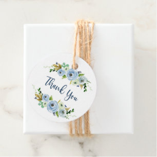 Étiquettes Cadeau Bleu floral faveur tag, boho chic, garçon Baby sho