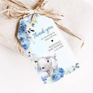 Étiquettes-cadeau Bleu Floral Petit Baby shower Arachide Favoriser l