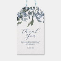 Bleu floral script daté merci aquarelle