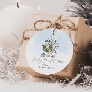 Étiquettes Cadeau Bleu hiver Bébé son froid dehors baby shower